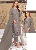 Faux Georgette Dusty Gray Party Wear Multi Thread Work Pakistani Suit